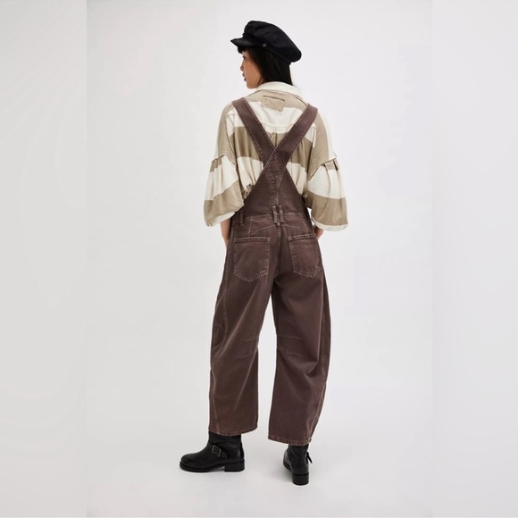 NWT Free people Good Luck Barrel Overalls jumpsuit Sz M - Picture 2 of 11